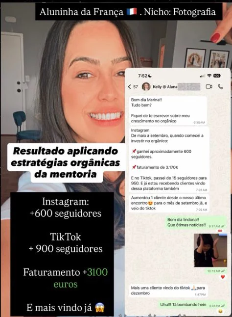 Resultado da Kelly, aluna do Programa Acelerador Individual na França